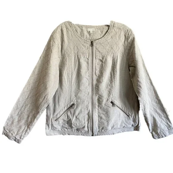 Garnet Hill Linen Zip Jacket - Picture 2 of 5